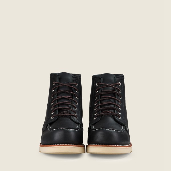 Red Wing Womens 6-inch Classic Moc - Short Boundary Leather - Heritage Boots Black - 1856KURAQ